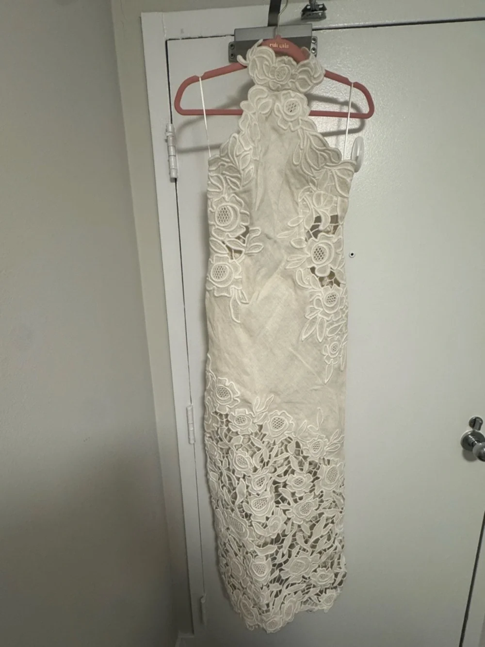 cult gaia White Tamara Lace Halter Maxi Gown - Picture 3 of 5